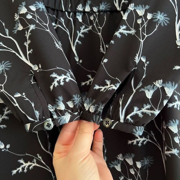 Thakoon Addition Dress Women's Size 0 Black Blue Floral Draped Elastic Waist - Picture 6 of 12